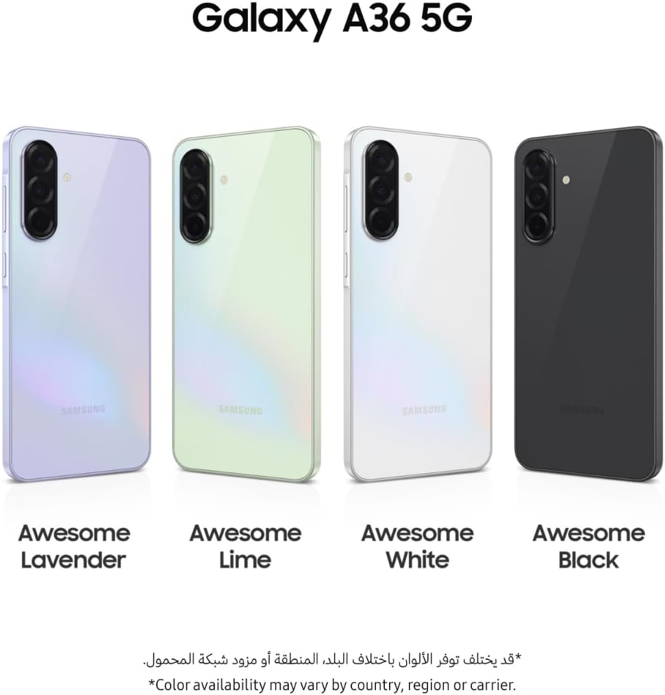 Samsung Galaxy A36 5G, Android Smartphone, 256GB Storage, 8GB RAM, Awesome Lavender, 6x OS Upgrades, Large Display, Octa-Core Processor (UAE Version)