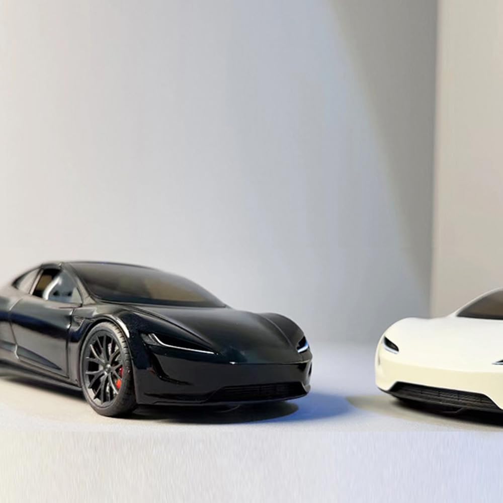 EROCK 1/24 Diecast Roadster Model Car with Pull Back Function, Sound and Light, Alloy Metal Vehicles Roadster Toy Car Ideal Collectible for Kids Adults Enthusiasts, Great Birthday Gift (White)
