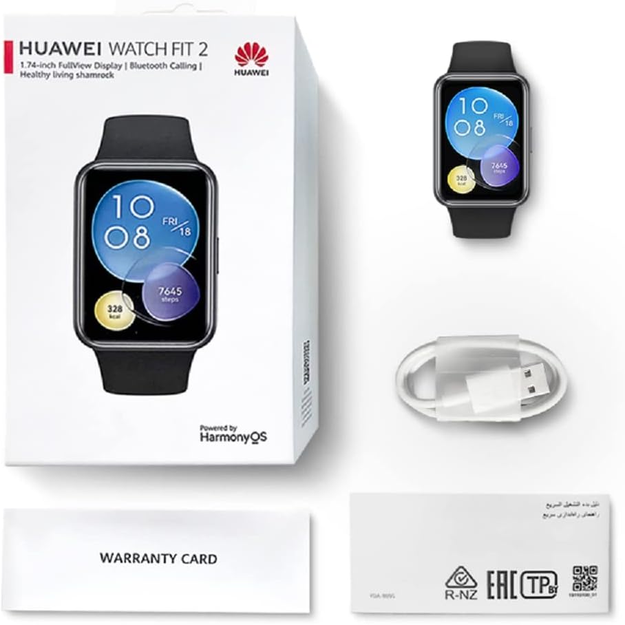 HUAWEI Watch FIT 2 Smartwatch, 1.74-inch Display, Bluetooth Calling, Up to 10 Days Battery Life, Quick-Workout Animations - (Black)