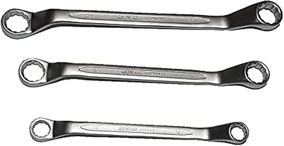 DENFOS DOUBLE OFFSET RING WRENCH, 75 DEGREE, 12 POINT BOX RING SPANNER 20X22 MM
