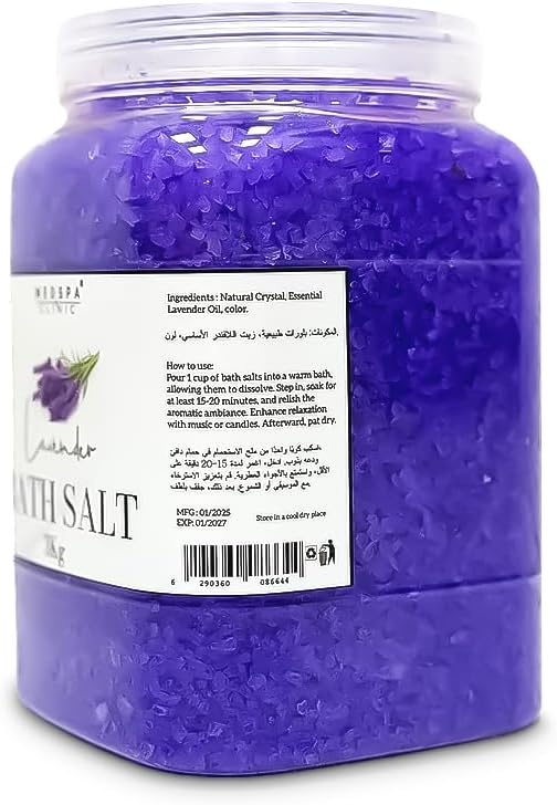 MEDSPA Lavender Bath Salt for Body & Foot Spa, Calming, Relaxing, Aromatherapy, Pure and Natural, Sea Salt, Infused with Rose Petals and Lavender Essential Oil 3kg 105oz