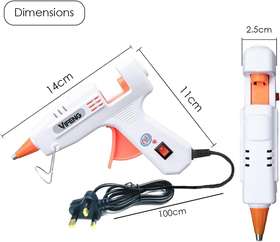 YIFENG by HEXAR® Hot Glue Gun, Mini Glue Gun with 3pin Cord, 30W Glue Gun for Glue Sticks 7-7.5 mm diameter, Glue Gun for DIY Arts, Crafts and Quick Repairs