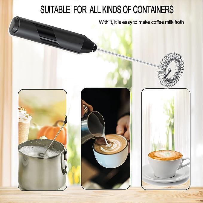 ECVV Milk Frother Handheld, Battery Powered Drink Mixer for Matcha Coffee, Electric Portable Whisk Drink Mixer Mini Foam Maker for Hot Chocolate Frappe Latte |with stand|