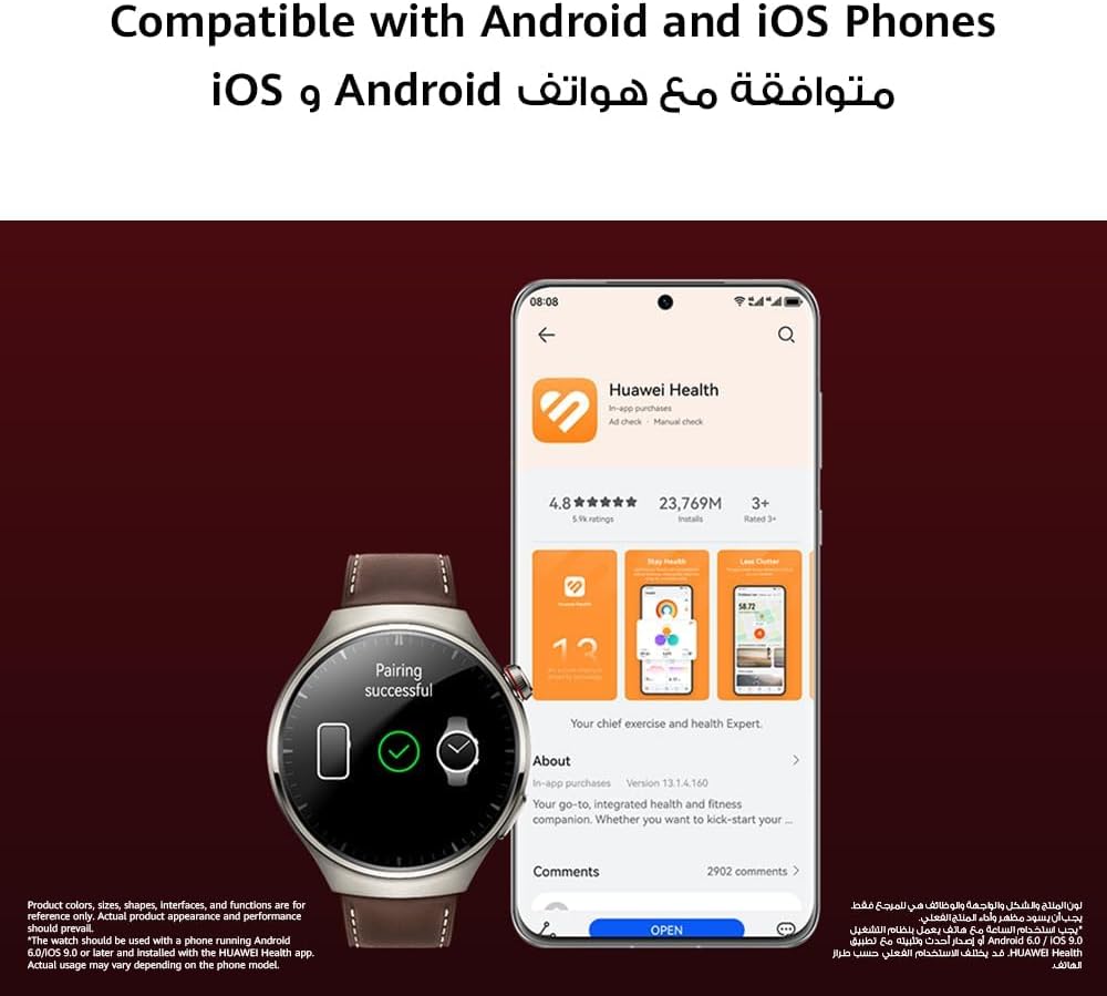 HUAWEI Watch 4 Pro Smartwatch, Spherical Sapphire Glass, Health at a Glance, eSIM Cellular calling, Fresh-new Activity Rings, 21-Day Battery Life, ECG Analysis, Compatible with Andriod & iOS, Titanium