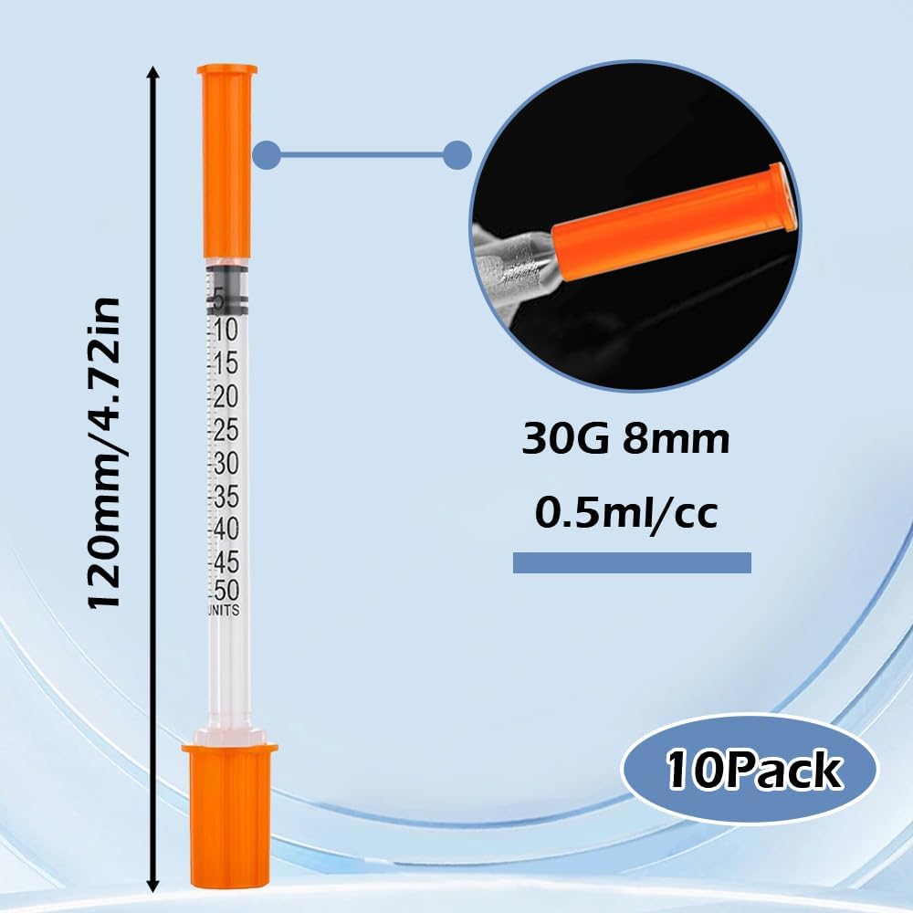 Juleioube 0.5ml/cc 30G 8mm Distribution Measuring Tools Multiple Uses Precision Dispensing Measuring Tool Plastic Laboratory Accessories – Individually Wrapped (10 Pack)
