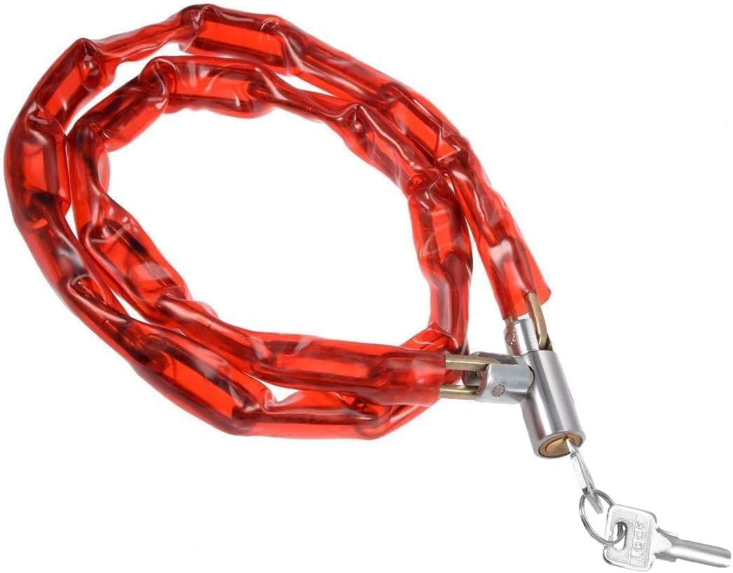 ECVV Chain Lock, Soft Plastic Wrapped Metal Chain Cable Safety Lock for Motorcycle, Bike | Random Color|