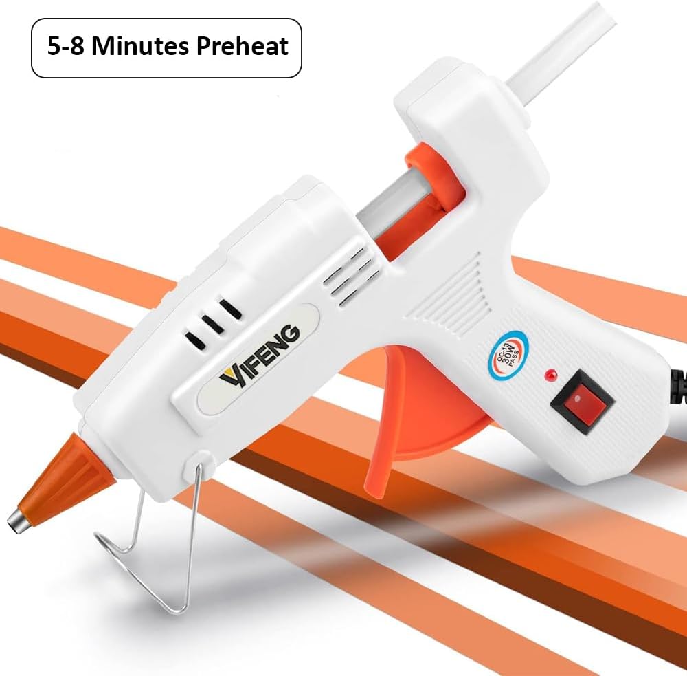 YIFENG by HEXAR® Hot Glue Gun, Mini Glue Gun with 3pin Cord, 30W Glue Gun for Glue Sticks 7-7.5 mm diameter, Glue Gun for DIY Arts, Crafts and Quick Repairs