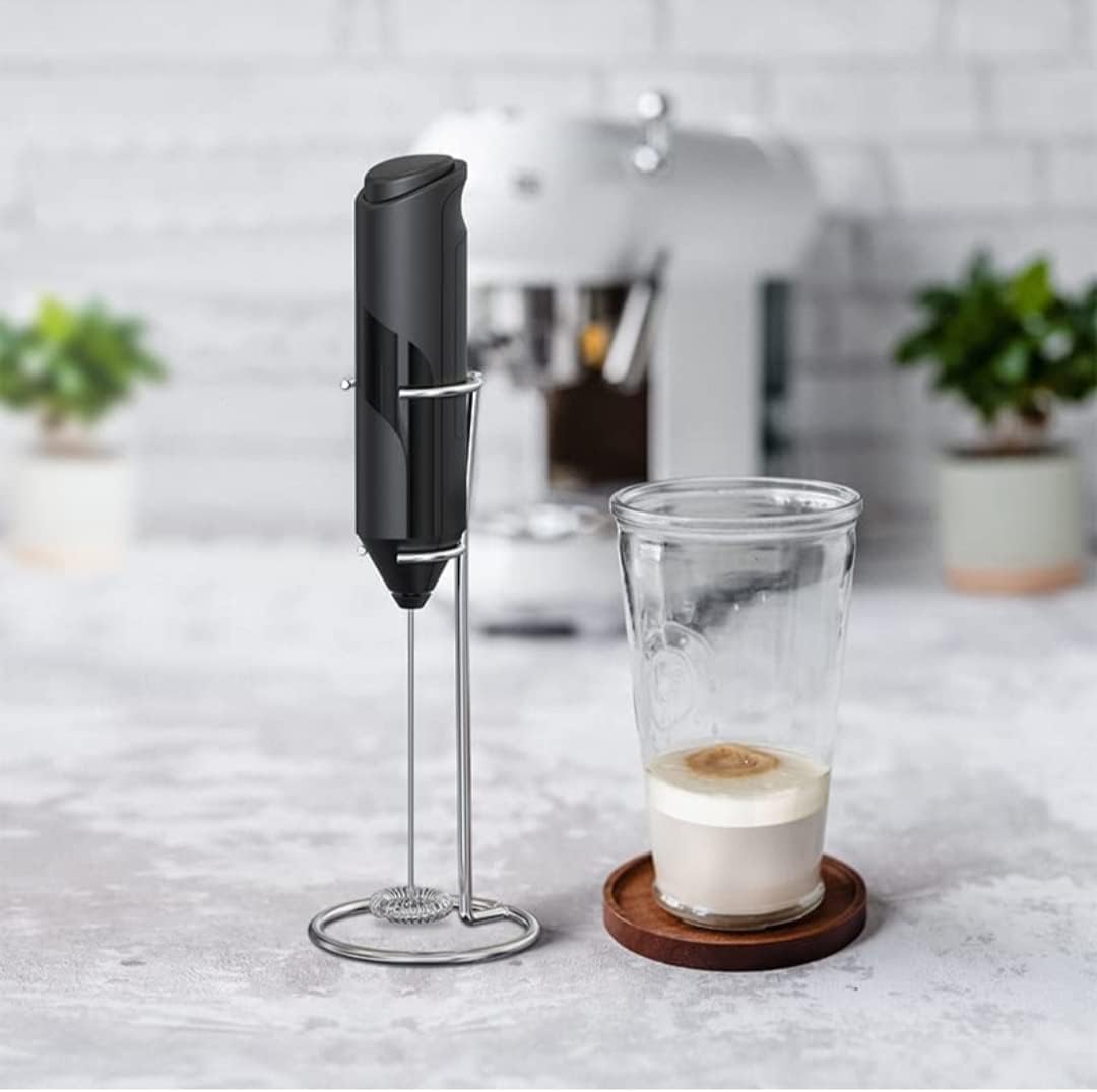 ECVV Milk Frother Handheld, Battery Powered Drink Mixer for Matcha Coffee, Electric Portable Whisk Drink Mixer Mini Foam Maker for Hot Chocolate Frappe Latte |with stand|