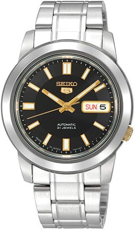 Men's 5 Automatic Watch with Analog Display and Stainless Steel Strap SNKK17