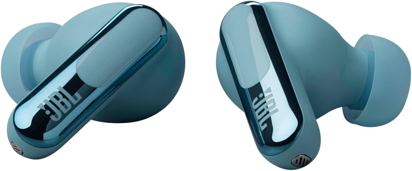 JBL Live Beam 3 - سماعات أذن لاسلكية حقيقية مع خاصية إلغاء الضوضاء، تشغيل لمدة 48 ساعة، شحن لاسلكي، 6 ميكروفونات لمكالمات مثالية، اتصال متعدد النقاط، مقاومة للماء والغبار IP55 (أزرق)