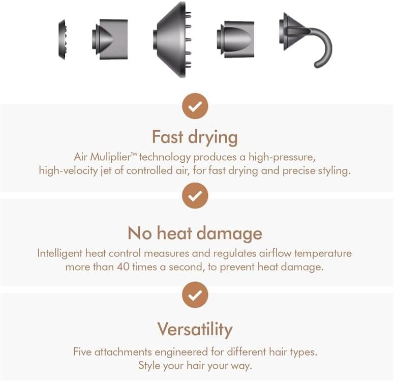 Dyson Supersonic Hair Dryer In Nickel/Copper, 1380 Watts
