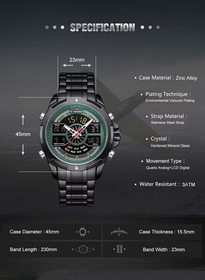 Men's NF9170 Stainless Water Resistance Analog Wrist Watch - Black
