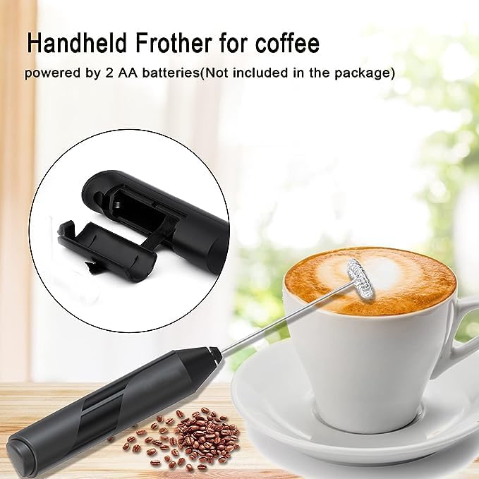 ECVV Milk Frother Handheld, Battery Powered Drink Mixer for Matcha Coffee, Electric Portable Whisk Drink Mixer Mini Foam Maker for Hot Chocolate Frappe Latte |with stand|