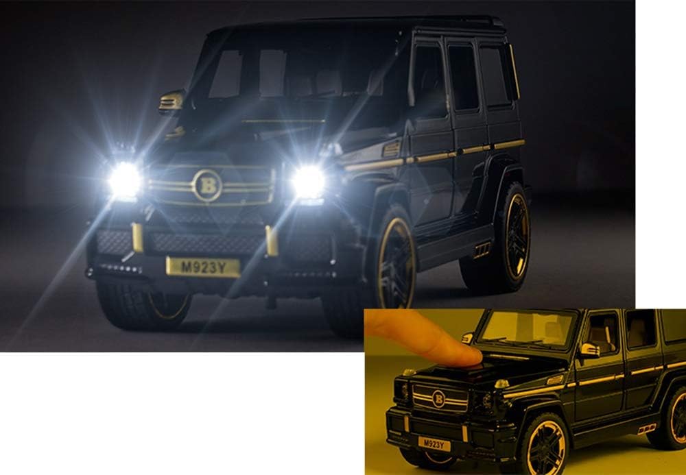 LJHLJHMercedes-benz G65 Model Die-cast Pull Back Car 1:24 Zinc Alloy Children's Toy with Real Sound and Lights Christmas Gifts for Boys Collectibles with Barrier Card