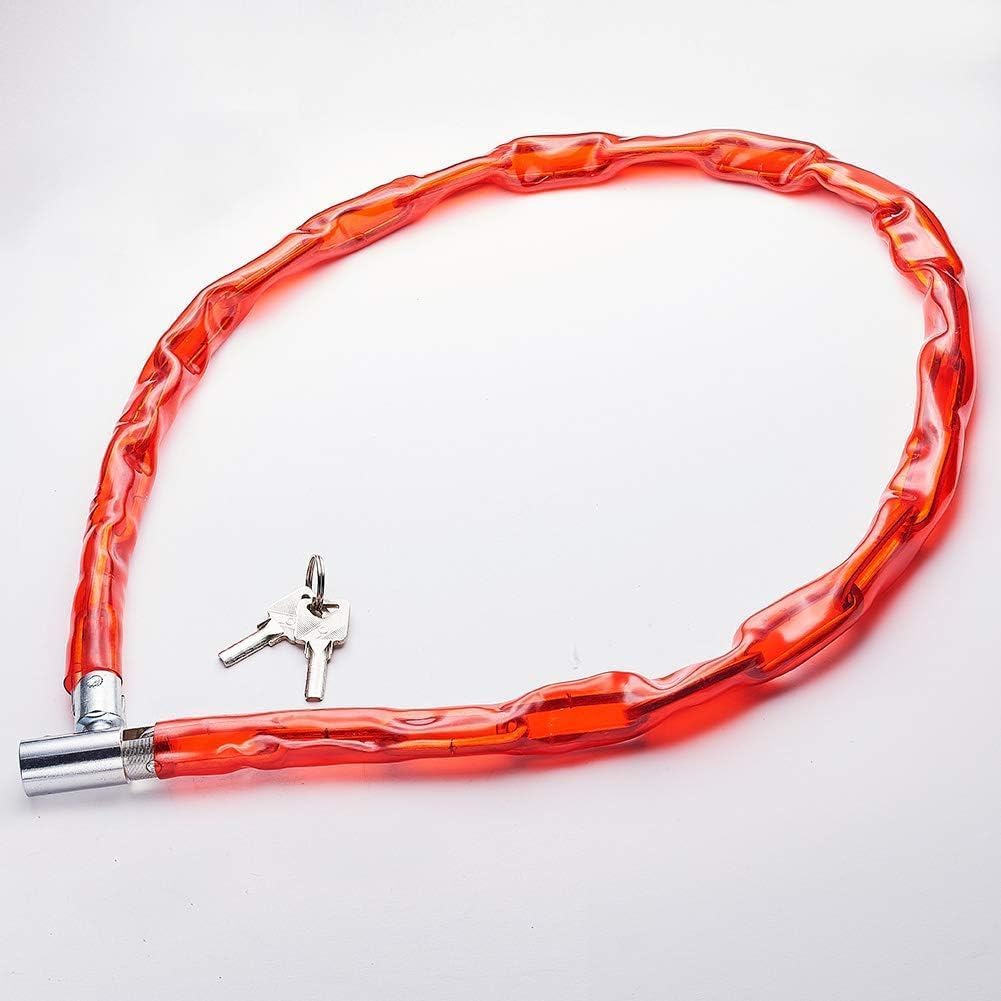 ECVV Chain Lock, Soft Plastic Wrapped Metal Chain Cable Safety Lock for Motorcycle, Bike | Random Color|