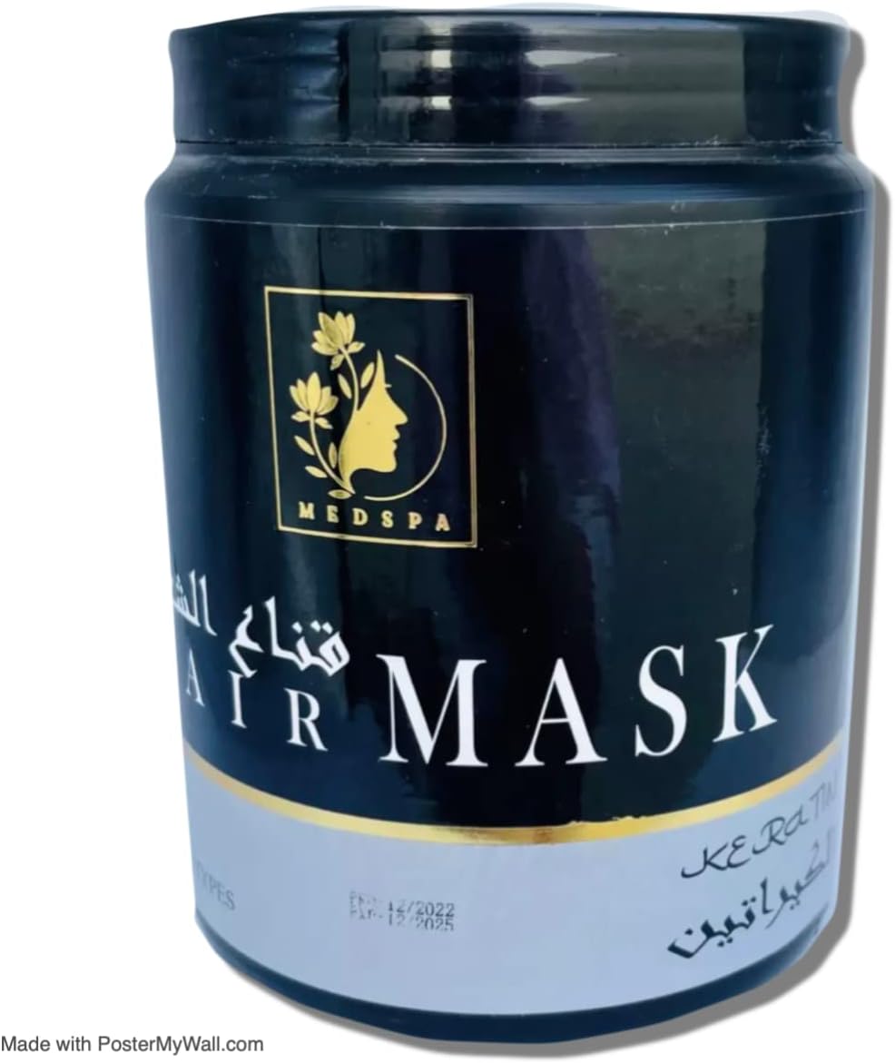 MEDSPA Keratin Hair Mask, Intensive Re-vitalizing Treatment with Hyderation, Moisturization and Repair for All Hair Types 1kg. 35oz