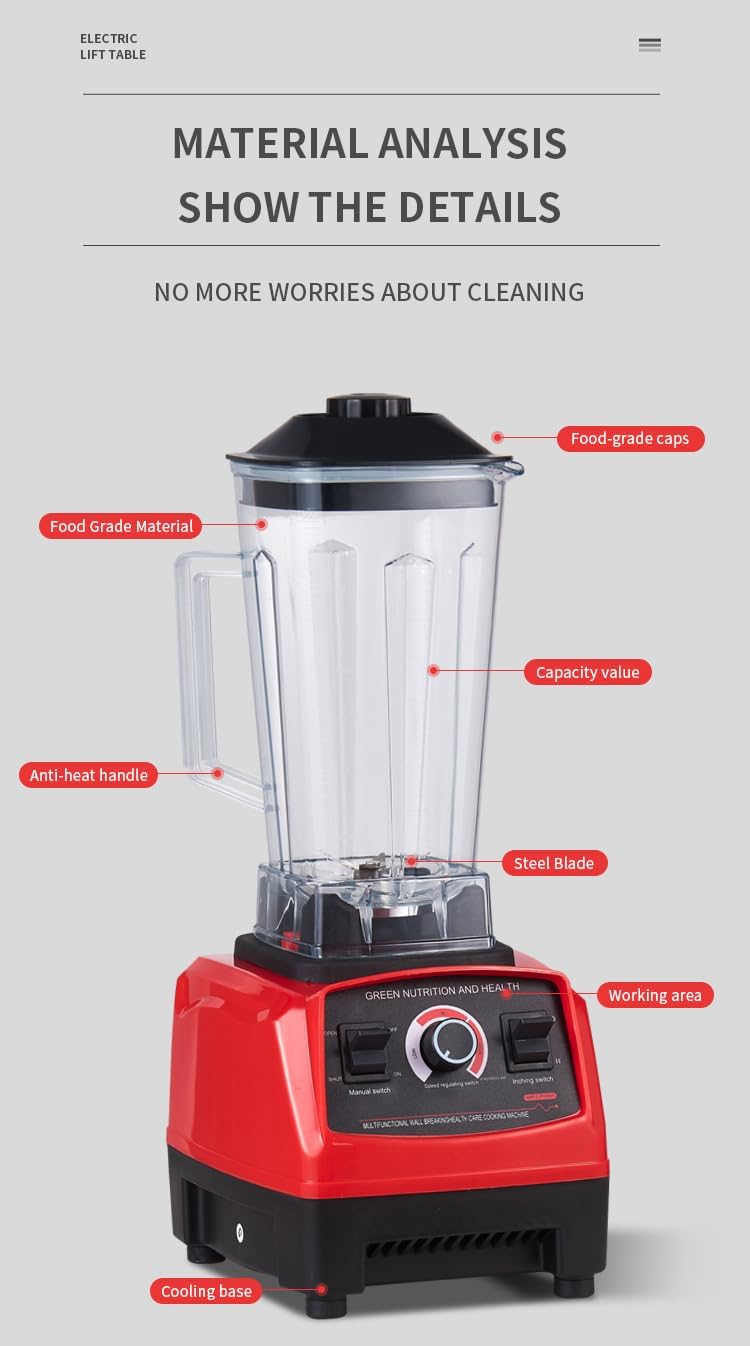 Professional Blender 2 In 1 4500W High Power Blenders For Kitchen Stainless Countertop Smoothie Blender Ideal for Smoothies Shakes