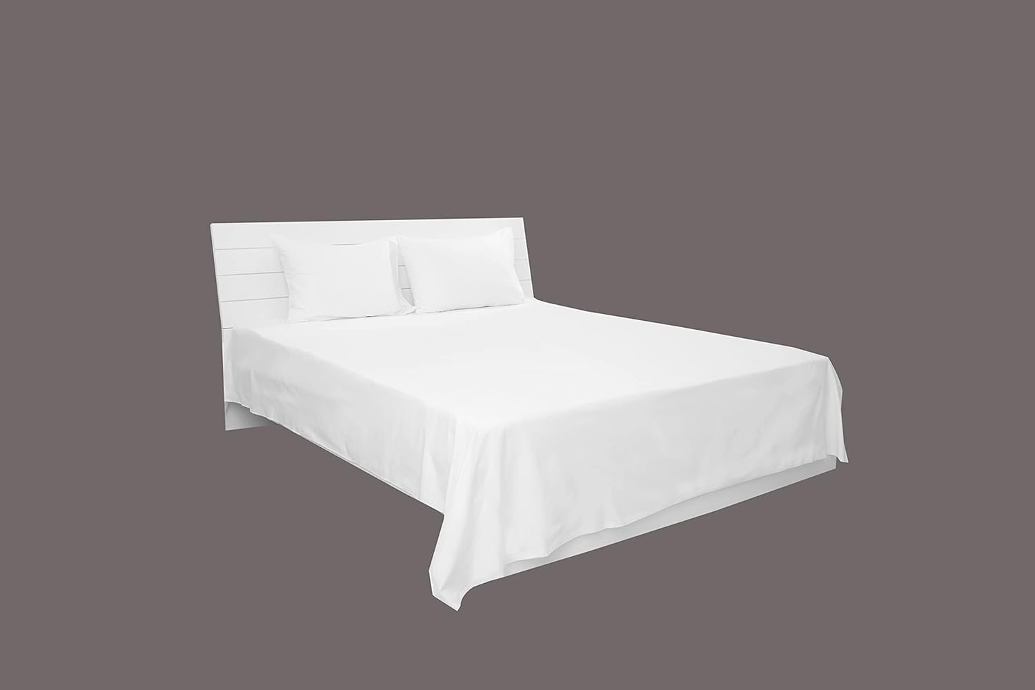 Comfy 3Pcs King Size Flat Cotton Bedsheet set - White