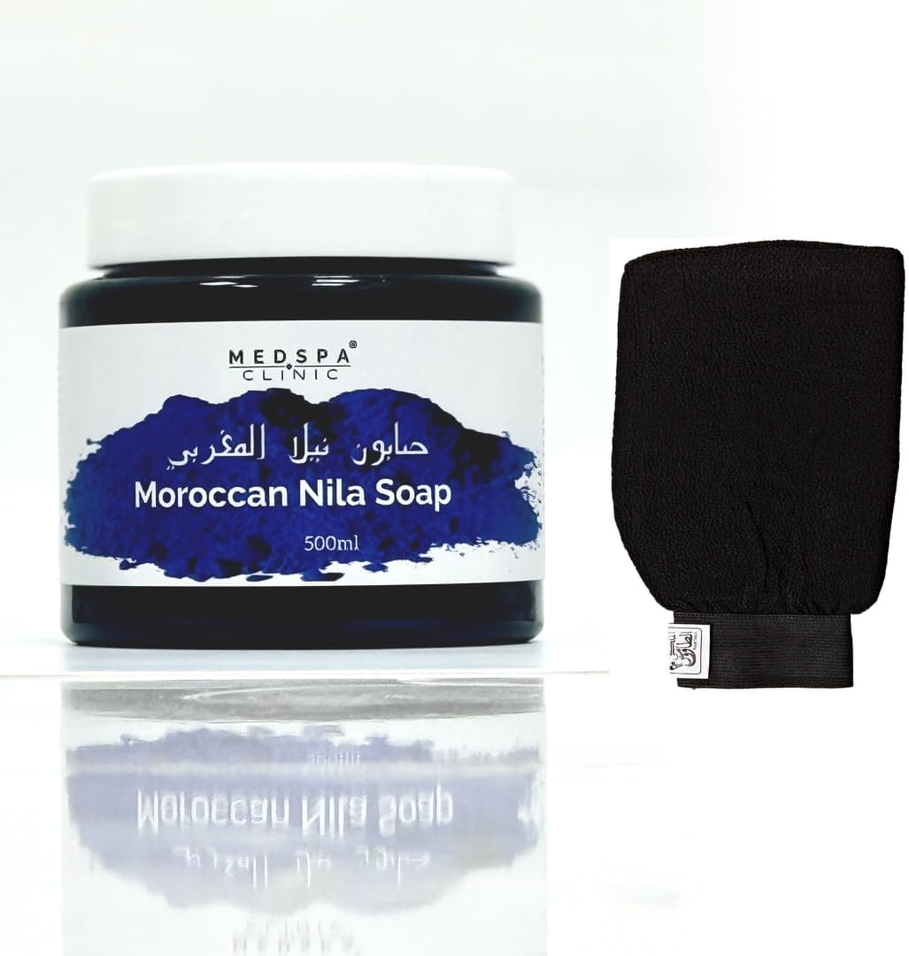 MEDSPACLINIC Moroccan Nila Natural Soap with Luffa, Purifying, Cleansing, Exfoliating for Whole Body Hammam Ritual 500ml