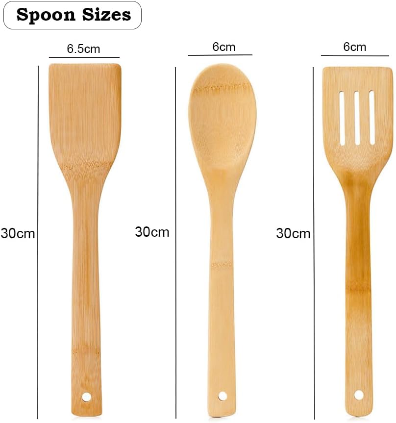 4pc Bamboo Chopping Board Set, Natural Bamboo Cutting Board with 3pcs Cooking Kitchen Spoons Utensils Spatula Turner Eco-Friendly Cutting Board for Chopping Meat, Vegetables, Fruits, Cheese