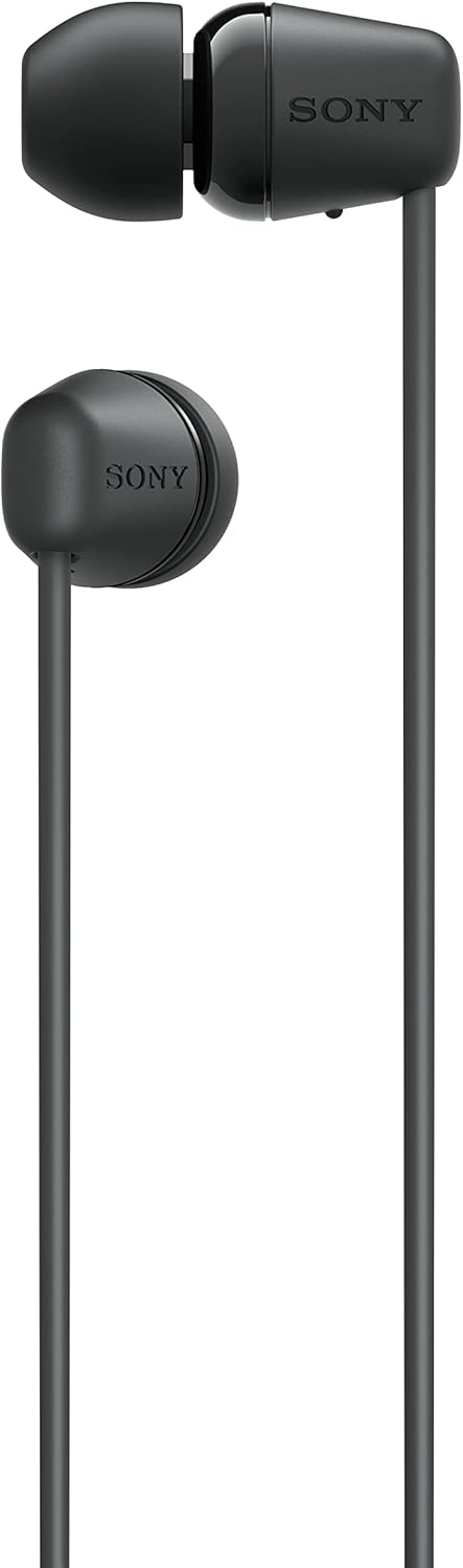 Sony WI-C100 Wireless in-Ear Bluetooth Headphones with Built-in Microphone, Black, Medium, WI-C100/B