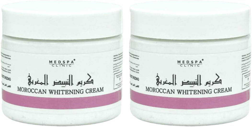 MedspaClinic Moroccan Whitening Cream 300g (Pack of2) After Bath for Face and Body, Enriched with Vitamine E and Natural Extracts, Peeling, Softner, Moisturizer, Collagen. Travel pack