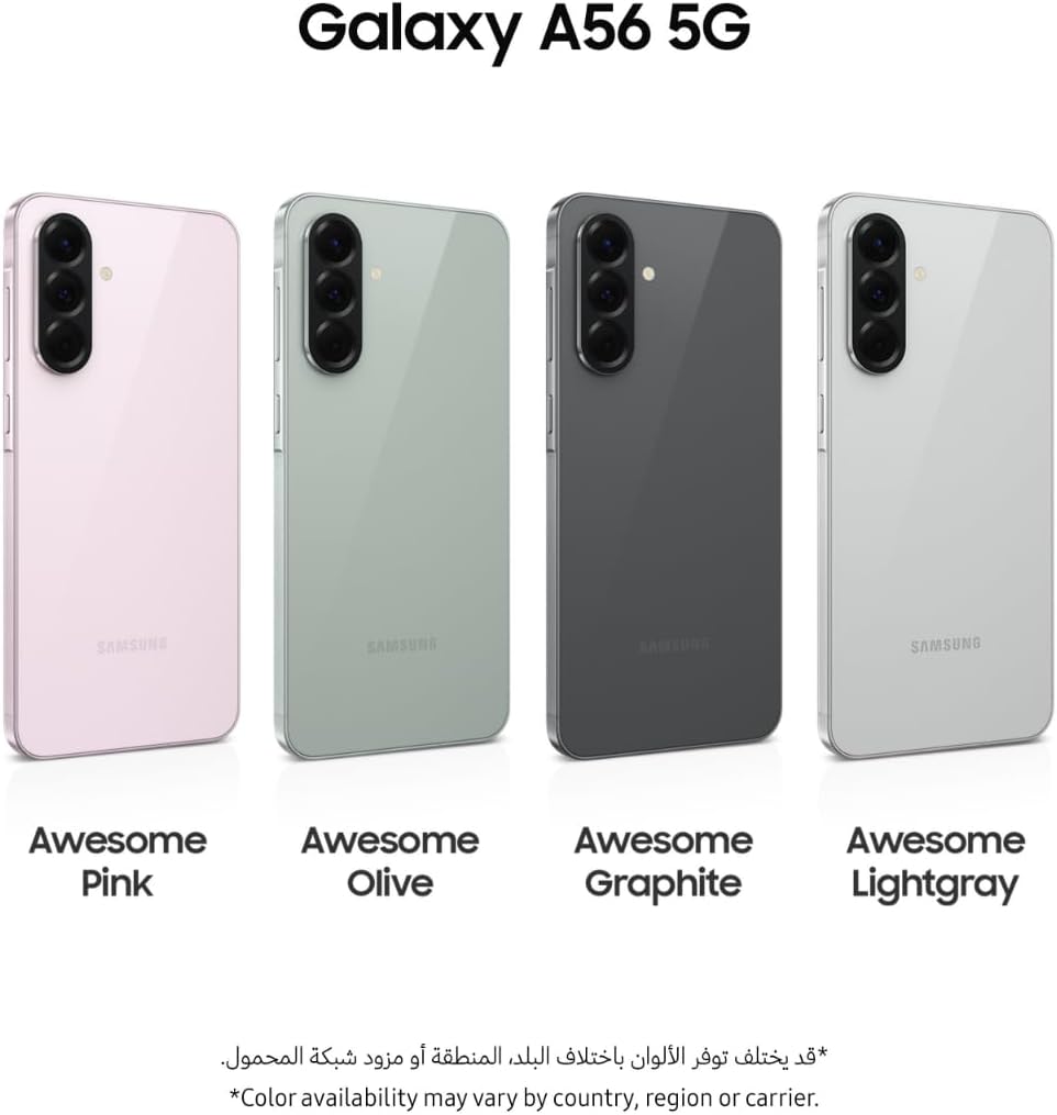 Samsung Galaxy A56 5G, Android Smartphone, 256GB Storage, 8GB RAM, Awesome Pink, 6x OS Upgrades, Large Display, Long Battery Life (UAE Version)
