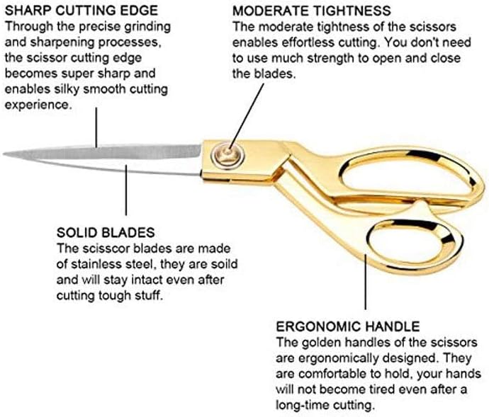 Mark Sewing-Tailoring Gold Sharp Stainless Steel Blade Fabric Cutting Scissors 10.5 Inch (K 38)