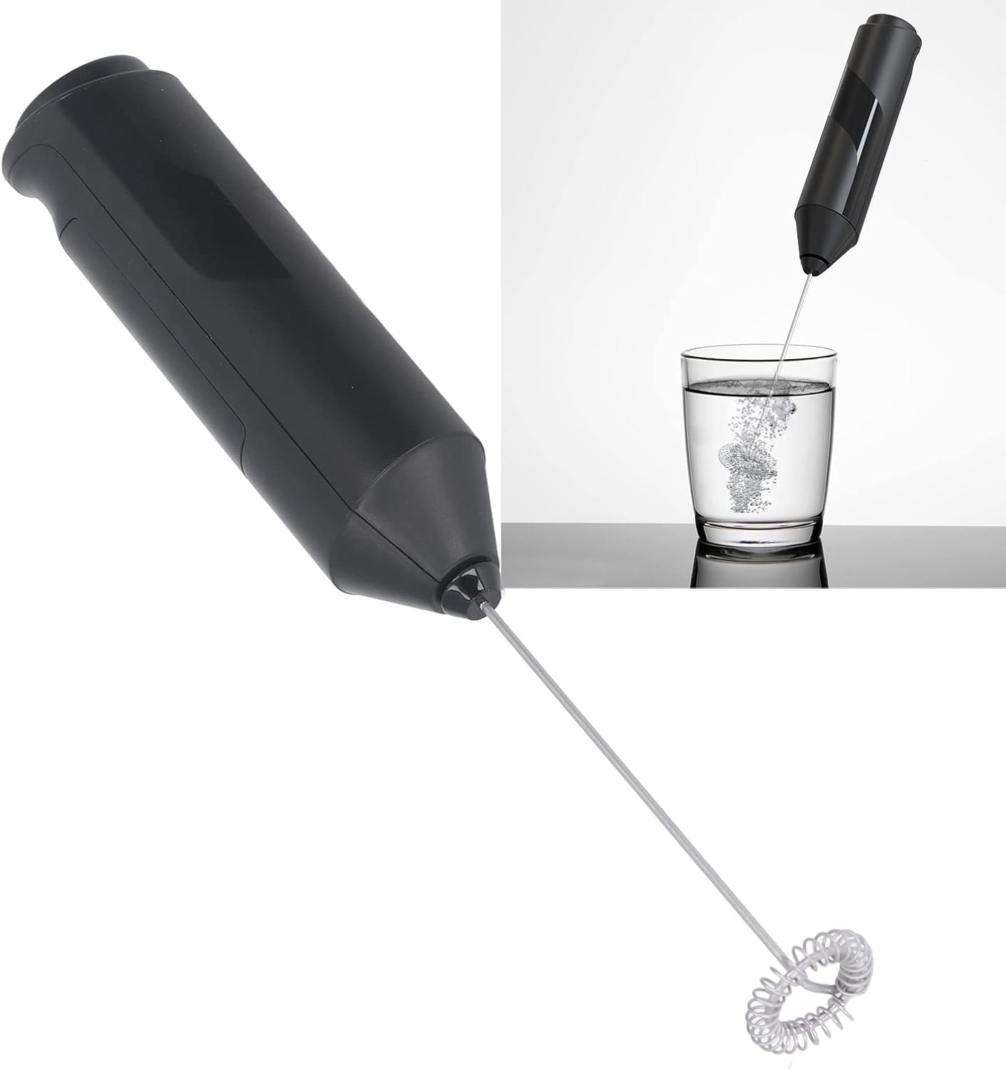 MR Double Carbon Electric Milk Foamer Handheld with Stand Design, Battery Powered Electric Foamer Tool for Coffee Electric Whisk, Latte, Cappuccino, Frappe, Matcha, Hot Chocolate