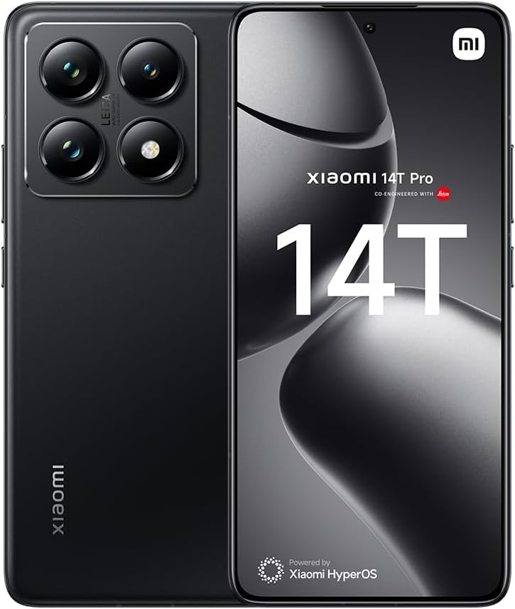هاتف شاومي 14T Pro 5G، أسود تيتان (ذاكرة وصول عشوائي 12 جيجابايت + 512 جيجابايت) | معالج MediaTek 9300+ | شاشة AMOLED مقاس 6.67 بوصة، معدل تحديث 144 هرتز | كاميرا ثلاثية من Leica بدقة 50+50+12 ميجابكسل، وكاميرا أمامية بدقة 32 ميجابكسل