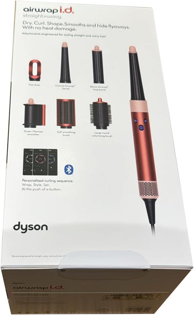 Dyson Airwrap i.d. Multi-Styler and Dryer Straight+Wavy HS08 - Bluetooth Enabled - for Perfect Curls (Strawberry Bronze/Blush Pink)