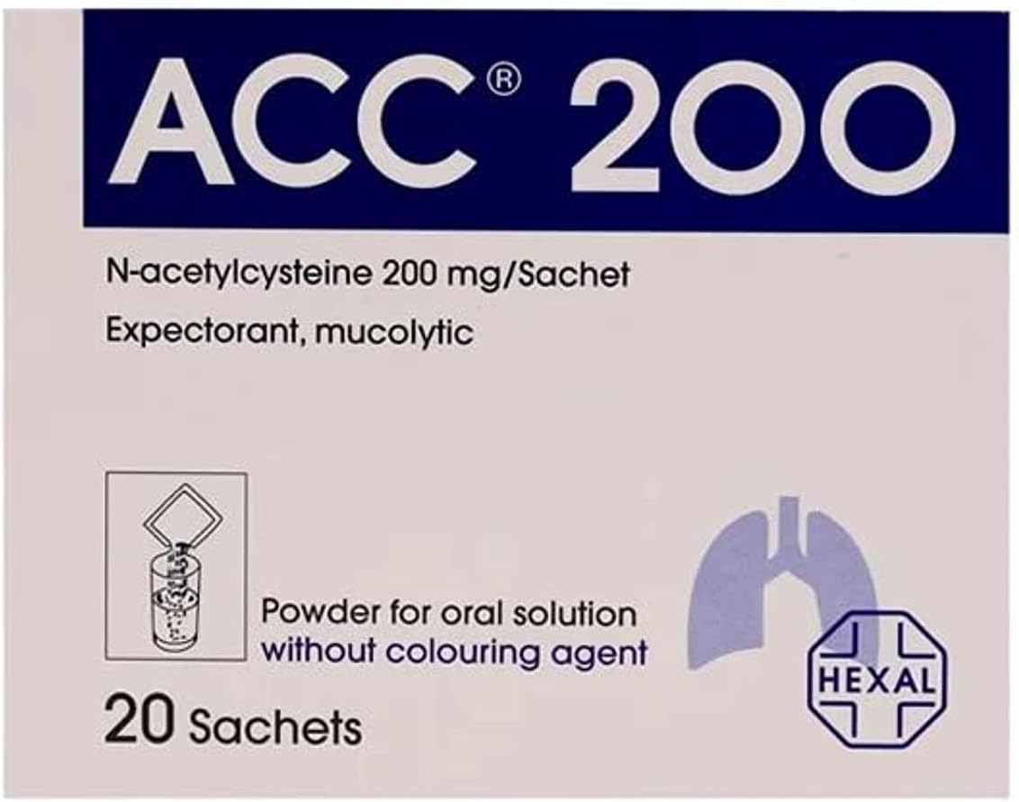 Hexal ACC 200 Powder For Oral Solution Without Colouring Agent, 20 Sachets