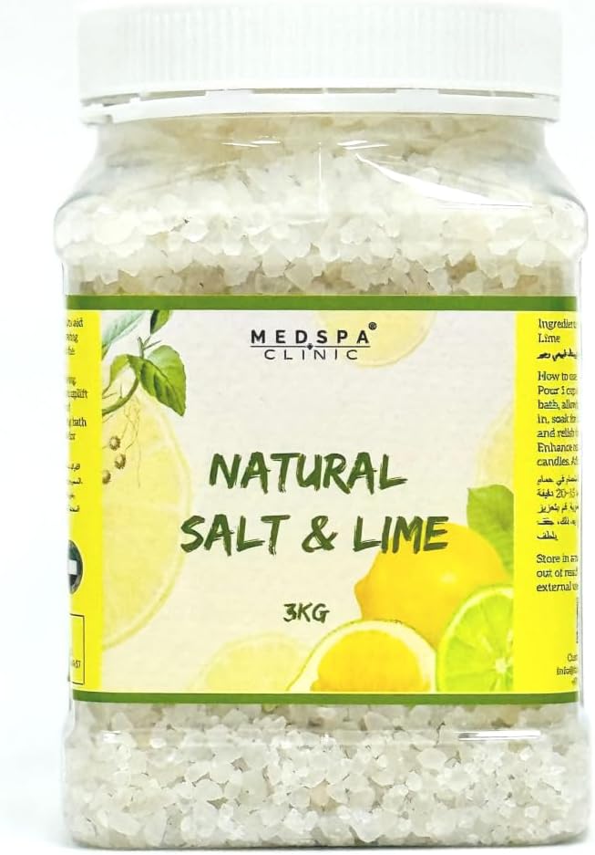 MEDSPACLINIC Medspa Natural Salt and Lime Bath Salts 3kg - Natural Bath Salts - Best for Good Sleep - Relaxing - Calming - Body Care - Beauty - Aromatherapy