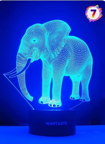 Multicolour Elephant 3D Elephant Lamp Optical Illusion Night Light for Room Decor & Baby Nursery Cool Birthday Gifts for Girls & Boys 16 Colour Changing Toys