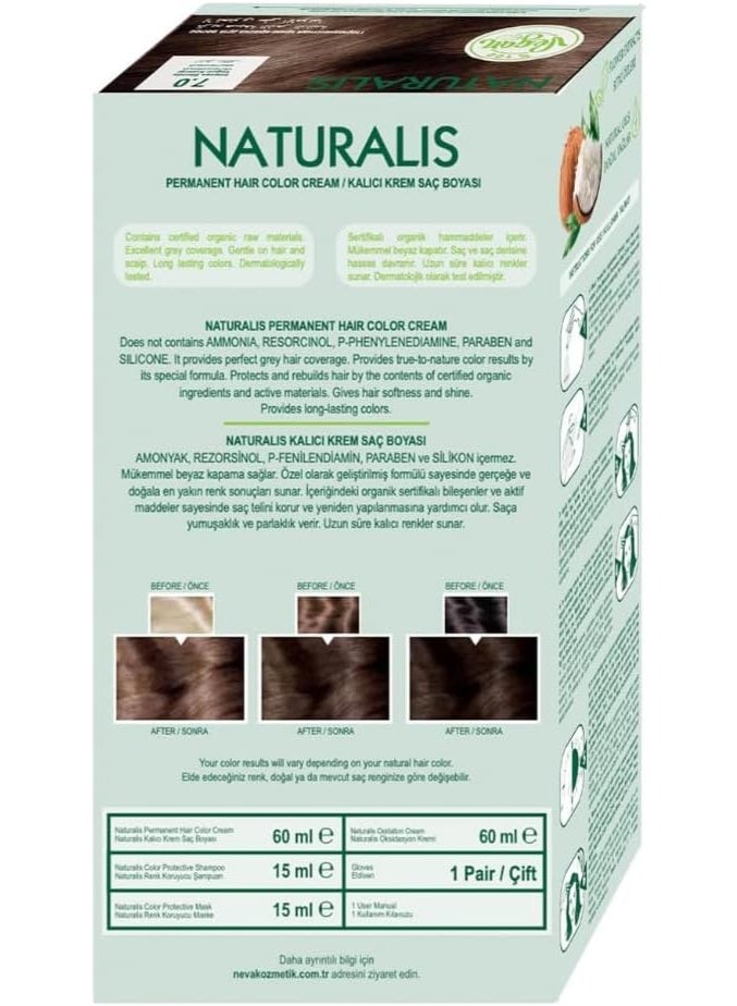 NEVA Naturalis Permanent Hair Dye Set, Vegan,100% Gray Coverage, Organic, No Harmful Chemicals, GMO-Free, Long-Lasting Shine - INTENSE BLONDE - 7.0