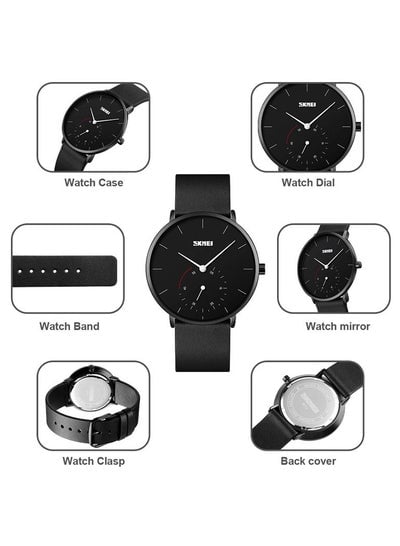 SKMEI Quartz Watch Men's Fashion Silm High Hardness Glass Quartz Wristwatch Men Waterproof Leather Band Male reloj hombre 9213