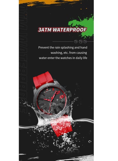 NAVIFORCE NF9202T سيليكون باند ساعة رياضية مقاومة للماء للرجال ساعة يد كوارتز عادية تصميم مقاوم للصدمات ساعة رجالية Relogio Masculino
