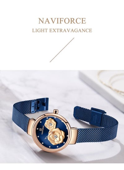 NAVIFORCE Women Luxury Creative Design Watch Stainless Steel Mesh Band Watches for Lady NF5013