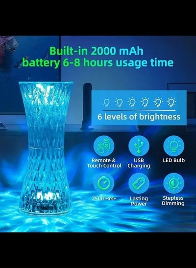 Crystal Table Lamps Diamond Lamp With Multicolor Light Sensor Touch