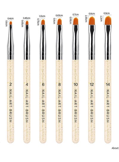 7PCS Nail Art UV Gel Brush Set Acrylic Nail Brushes Extension Gel Builder Brush Nail Painting Pen for Home Salon Use