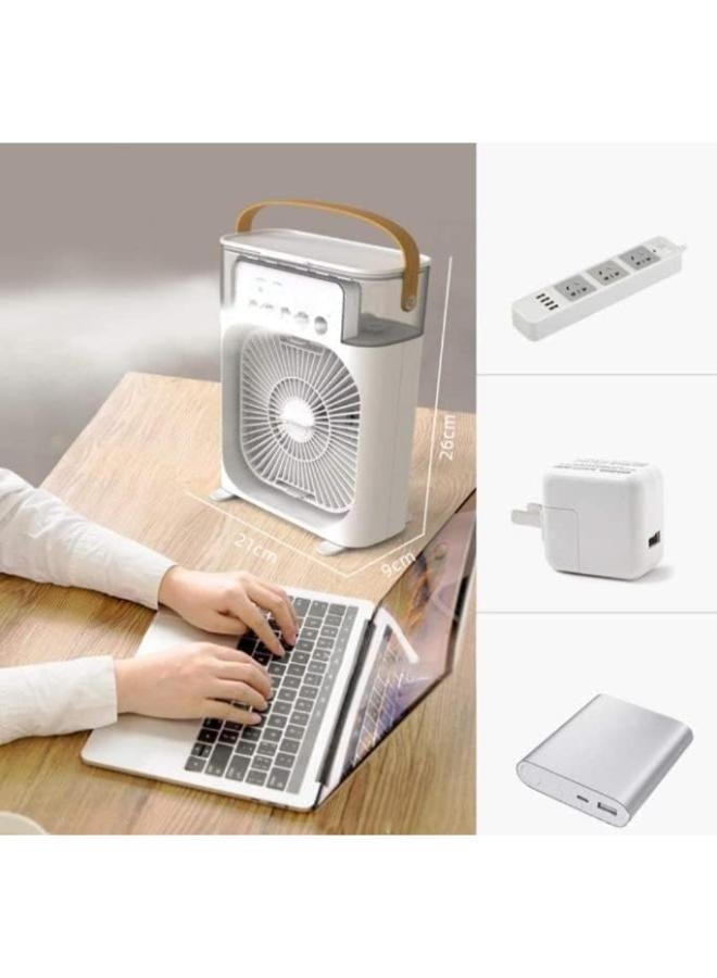 Water Mist Spray Fan, High Grade White Water Cooled Fan Portable for Tabletop | Desktop Humidifier Cooler Fan Mini Air Conditioner Portable Air Cooler Spray Water Mist Fan