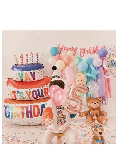 5 Pcs Its Your Birthday Three Layer Cake Foil Balloons for Birthday Party Decorations