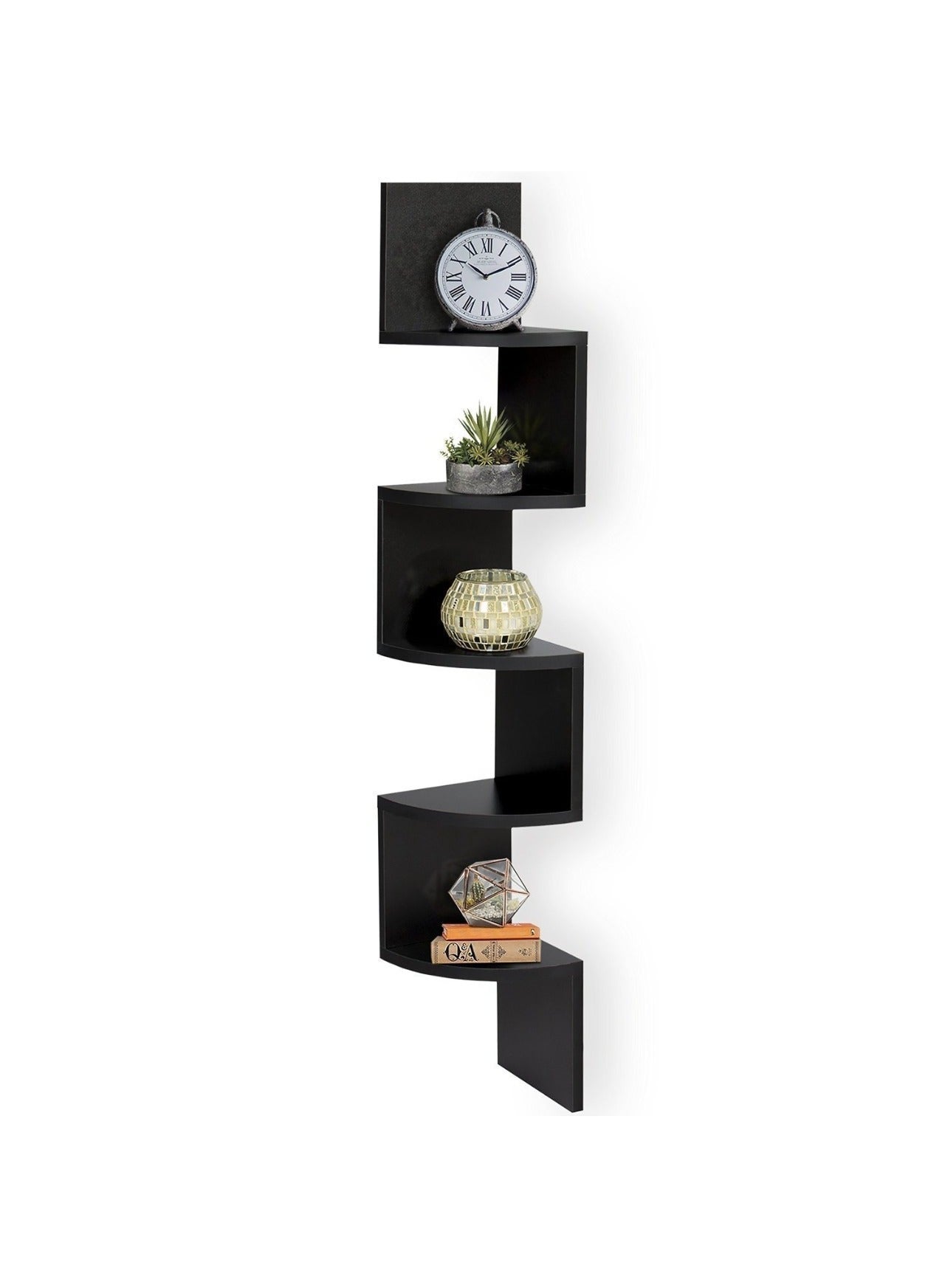 Eworld 5 Tier Floating Wall Mount Corner Shelve For Bedroom and Living Room