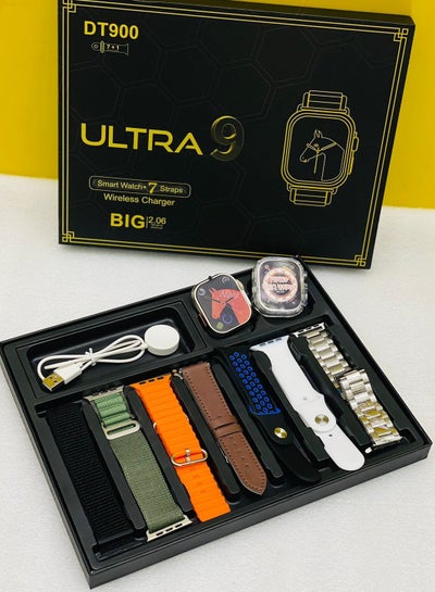 ساعة ذكية DT900 Ultra شاشة عرض 49 ملم مع 7 أحزمة مختلفة الحجم والألوان