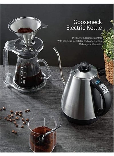 1L Electric Gooseneck Kettle with Variable Temperature Control Pour Over Coffee and Tea