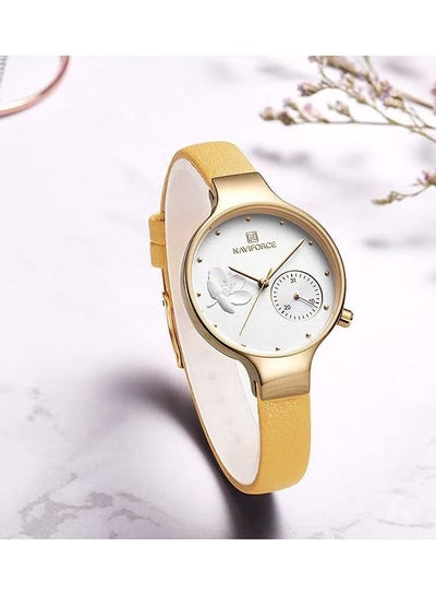 ساعة يد كرونوغراف بسوار جلدي NF5001 للنساء