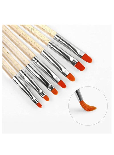 7PCS Nail Art UV Gel Brush Set Acrylic Nail Brushes Extension Gel Builder Brush Nail Painting Pen for Home Salon Use
