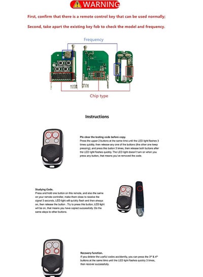 Remote Control Keys Electric Gate Fob 2pcs Universal Gate Remote Control Fob 433mhz Cloning Wireless Remote Control Key for Garage Door Gate
