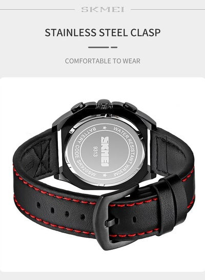 Skmei Men's Watches Leather Waterproof Quartz Watches Male Clock 9313