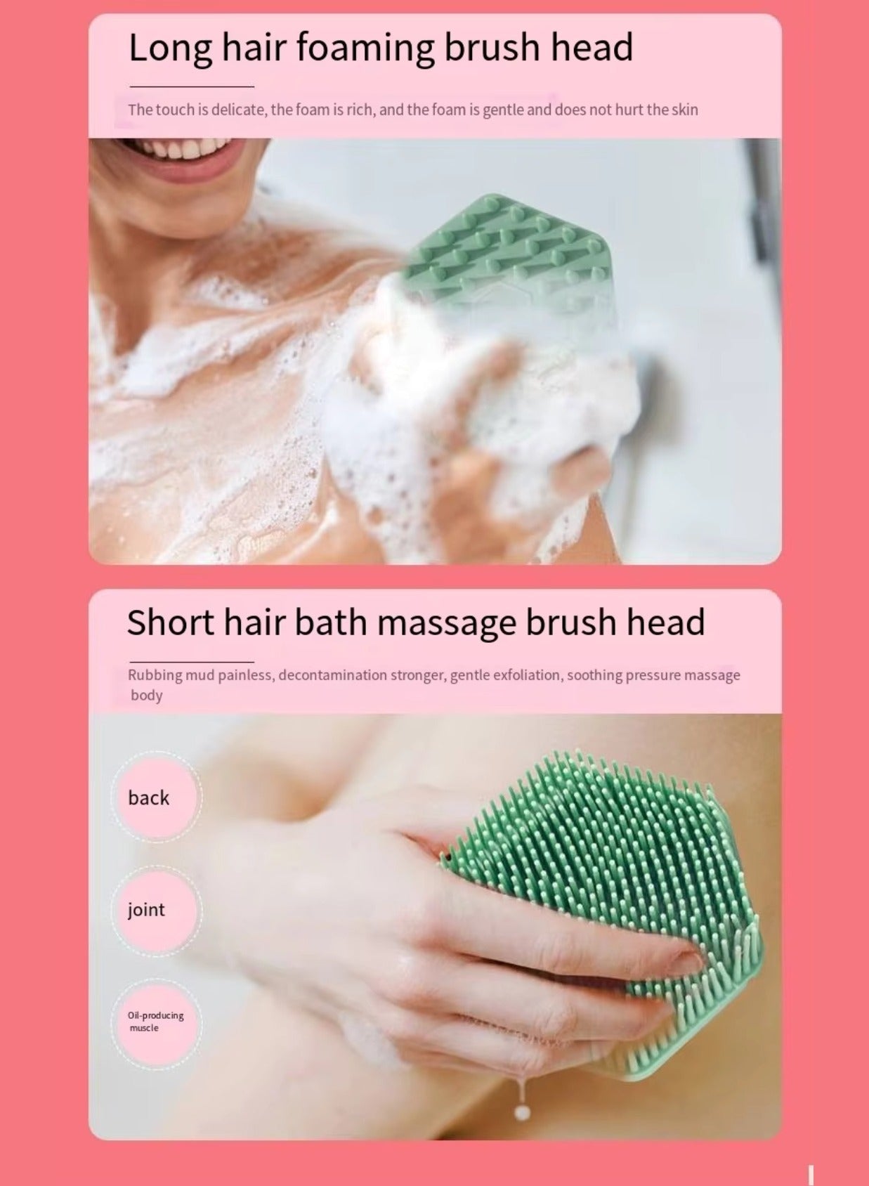 Silicone Double-Sided Shampoo and Shower Brush with Hanging Rope for Easy Drying, Soft Shower Brush, Household Silicone Shower Brush